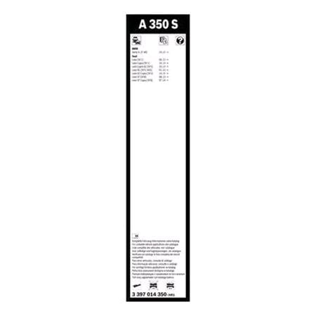 BOSCH A350S Aerotwin Flat Wiper Blade Front Set (650 / 400mm   Top Lock Arm Connection) for Seat LEON SC, 2013 2019