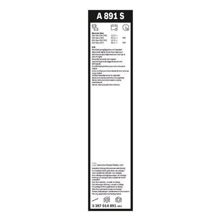 BOSCH A891S Aerotwin Original Flat Wiper Blade Front Set (650/500mm) for Mercedes EQE SUV 2022 to 2024