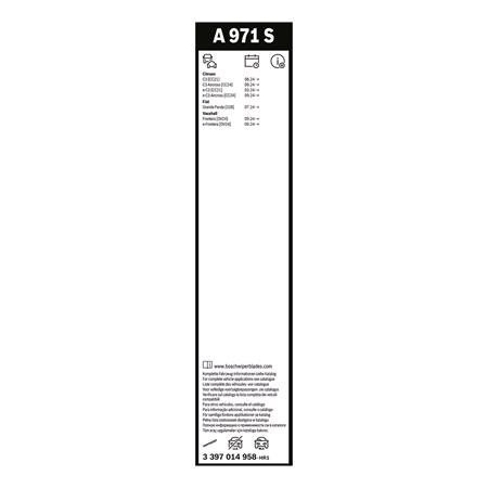 Bosch A971S AeroTwin Flat Wiper Blades Set (550/400mm) for Citroen C3 IV 2024 Onwards