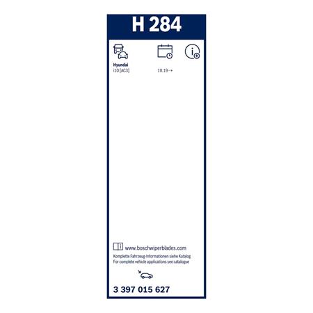 Bosch H284 AeroTwin Rear Wiper Blade (280mm) for Hyundai i10 2019 Onwards