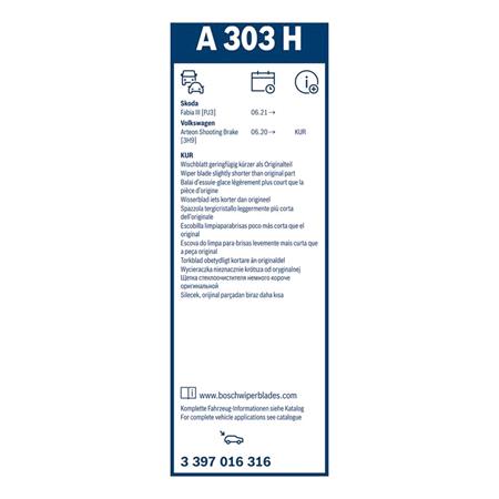 Bosch AeroTwin Rear Wiper Blade 300mm for Volkswagen ID. Buzz Bus 2022 Onwards