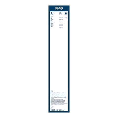 BOSCH N40 Wiper Blade (400mm   Hook Type Arm Connection) for Peugeot J9 Flatbed / Chassis, 1980 1987