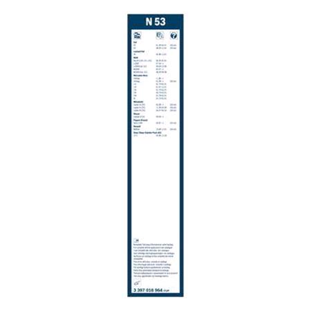 BOSCH N53 Wiper Blade (500mm   Hook Type Arm Connection) for Mercedes T1 Bus, 1977 1996