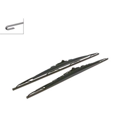 BOSCH 703S Superplus Wiper Blade Front Set (700 / 650mm   Hook Type Arm Connection with Integrated Sprayers) with Spoiler for Mercedes VITO van, 2003 2005