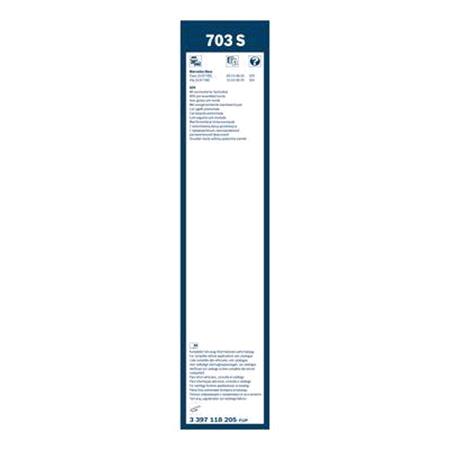 BOSCH 703S Superplus Wiper Blade Front Set (700 / 650mm   Hook Type Arm Connection with Integrated Sprayers) with Spoiler for Mercedes VITO Bus, 2003 2005