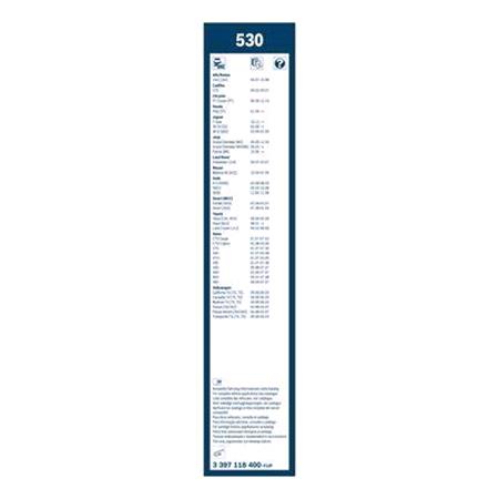 BOSCH 530 Superplus Wiper Blade Set (530 / 530 mm) for Jeep GRAND CHEROKEE Mk II, 1998 2005