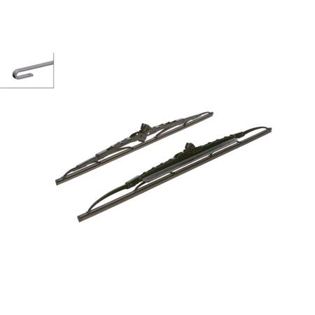 BOSCH 531S Superplus Wiper Blade Front Set (530 / 450mm   Hook Type Arm Connection) with Spoiler for Volkswagen POLO Saloon, 1995 2002
