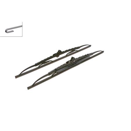 BOSCH 500S Superplus Wiper Blade Front Set (500 / 500mm   Hook Type Arm Connection) with Spoiler for Volvo 740, 1983 1992