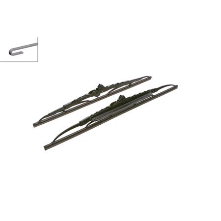 BOSCH 502S Superplus Wiper Blade Front Set (500 / 450mm   Hook Type Arm Connection) with Spoiler for Hyundai LANTRA Mk II Estate, 1996 2000