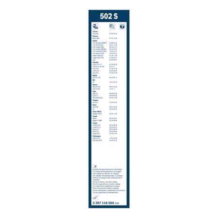 BOSCH 502S Superplus Wiper Blade Front Set (500 / 450mm   Hook Type Arm Connection) with Spoiler for Hyundai LANTRA Mk II Estate, 1996 2000