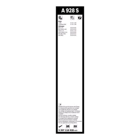 BOSCH A928S Aerotwin Flat Wiper Blade Front Set (530 / 475mm   Side Pin Arm Connection) for Volkswagen BORA Estate, 1999 2005