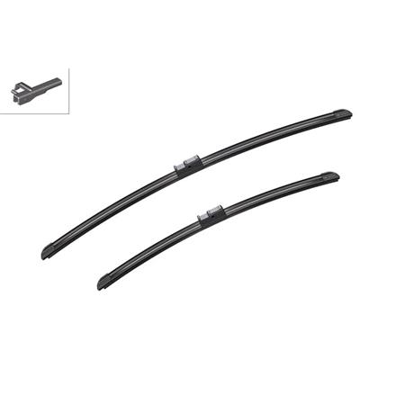 BOSCH A937S Aerotwin Flat Wiper Blade Front Set (600 / 475mm   Side Pin Arm Connection) for Volkswagen TOURAN VAN, 2003 2010