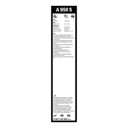 BOSCH A950S Aerotwin Flat Wiper Blade Front Set (700 / 700mm   Side Pin Arm Connection) for Volkswagen SHARAN, 1995 2010