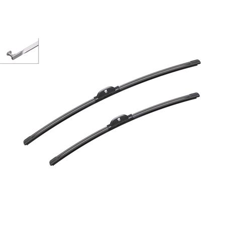 BOSCH A957S Aerotwin Flat Wiper Blade Front Set (650 / 550mm   Pin Style Arm Connection) for Renault GRAND SCENIC, 2004 2009