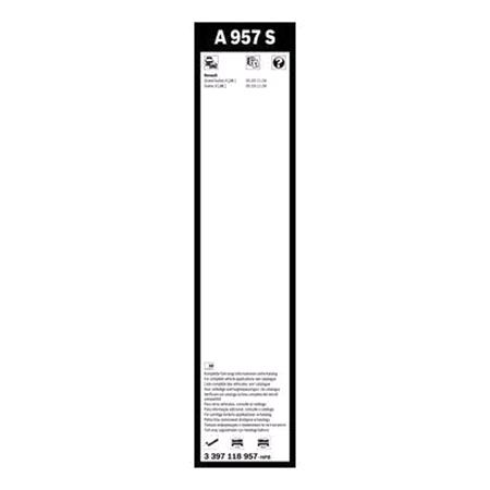 BOSCH A957S Aerotwin Flat Wiper Blade Front Set (650 / 550mm   Pin Style Arm Connection) for Renault GRAND SCENIC, 2004 2009