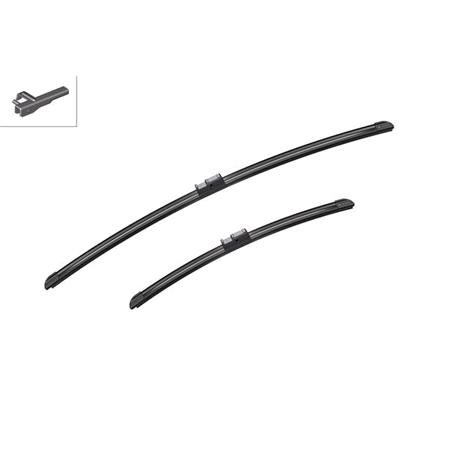 BOSCH A978S Aerotwin Flat Wiper Blade Front Set (650 / 425mm   Side Pin Arm Connection) for Peugeot 207 Saloon, 2007 Onwards