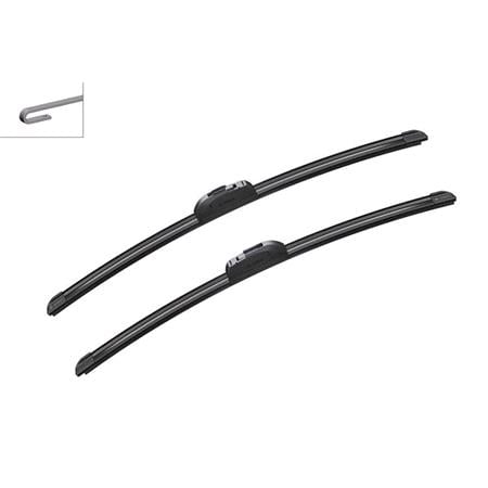 BOSCH AR992S Aerotwin Flat Wiper Blade Front Set (530 / 530mm   Hook Type Arm Connection) for Smart FORTWO cabrio, 2004 2007