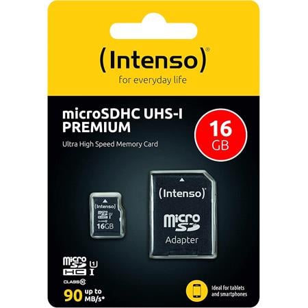 Intenso 16GB 45MB/s 4K HD UHS 1 Micro SD Card   incl. SD adapter