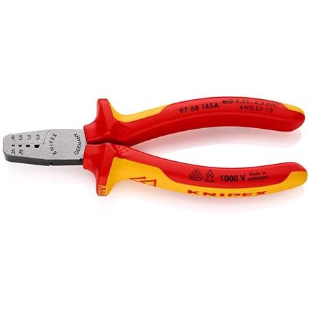 KNIPEX VDE Crimping Pliers for Wire Ferrules, 145mm
