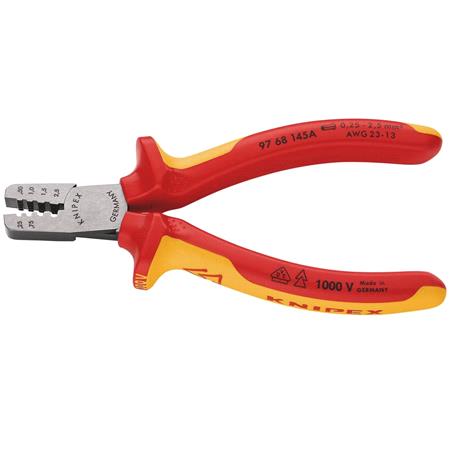 KNIPEX VDE Crimping Pliers for Wire Ferrules, 145mm