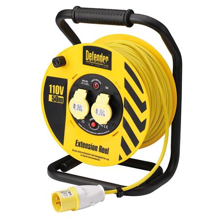 Draper 35113 Defender E86500 110V Industrial Cable Reel, 1.5mm², 16A, 50m