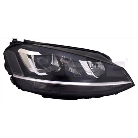 Right Headlamp (Bi Xenon, Takes D3S / H7 Bulbs, With Bending Light, With LED Daytime Running Light, Supplied Without Bulbs or Ballast, Supplied With Motor, Original Equipment) for Volkswagen GOLF VII 2013 2016
