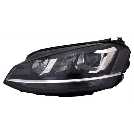 Left Headlamp (Bi Xenon, Takes D3S / H7 Bulbs, With Bending Light, With LED Daytime Running Light, Supplied Without Bulbs or Ballast, Supplied With Motor, Original Equipment) for Volkswagen GOLF VII 2013 2016