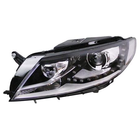 Left Headlamp (Bi Xenon, Takes D3S / H7 Bulbs, With Curve Light, With LED Daytime Running Light, Original Equipment) for Volkswagen Passat CC 2012 2017
