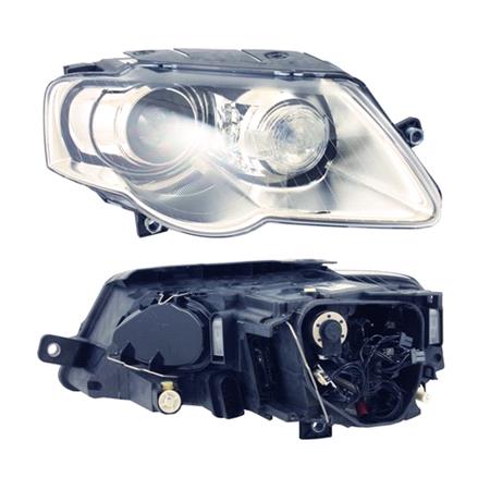 Right Headlamp (Xenon, For 5GL Ballast, With FBL And DBL, Takes D1S/H7 Bulbs, Supplied With Motor, Original Equipment) for Volkswagen PASSAT 2005 2007