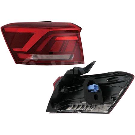 Left Rear Lamp (Outer, On Quarter Panel, LED, Tinted Dark Red Type) for Volkswagen T ROC 2017 on