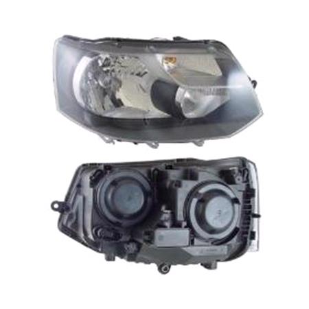 Right Headlamp (Single Reflector, Halogen, Takes H4 Bulb, Supplied With Bulbs, Original Equipment) for Volkswagen TRANSPORTER Mk V Bus 2010 on