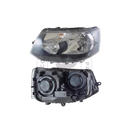 Left Headlamp (Single Reflector, Halogen, Takes H4 Bulb, Supplied With Bulbs, Original Equipment) for Volkswagen TRANSPORTER Mk V Flatbed Chassis 2010 on