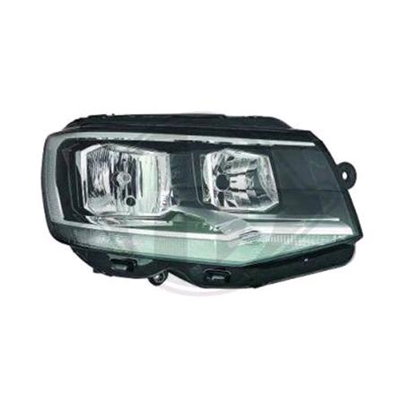 Right Headlamp (Halogen, Takes H7 / H7 Bulbs, Supplied With Motor) for Volkswagen TRANSPORTER Mk VI Van 2015 on