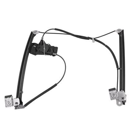 Front Left Electric Window Regulator Mechanism (without motor) for VW Polo (6N1), 1994 1999, 2 Door Models, WITHOUT One Touch/Antipinch, holds a standard 2 pin/wire motor