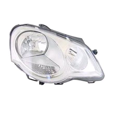 Right Headlamp (Halogen, Takes H7 / H1 Bulbs, Original Equipment) for Volkswagen Polo 2005 2009