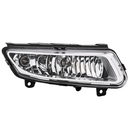 Right Front Fog Lamp (Silver Bezel, With Daytime Running Light, Takes H8 / P21W Bulbs, Supplied With Bulbs, With Cornering Function, Not For Cross / GTI / R Line Models, Original Equipment) for Volkswagen POLO 2009 to 2014