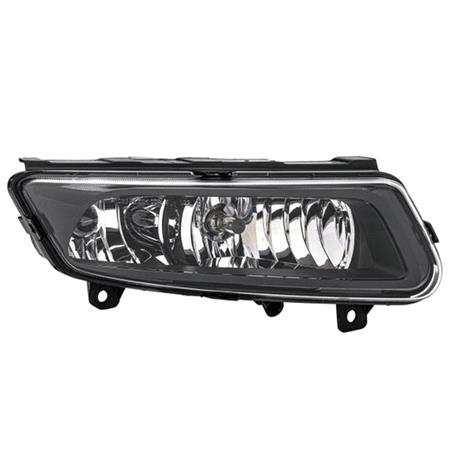 Right Front Fog Lamp (Black Bezel, With Daytime Running Light, Takes H8 / P21W Bulbs, Supplied With Bulbs, With Cornering Function, For GTI / GT / R Line Models, Original Equipment) for Volkswagen POLO 2009 to 2014