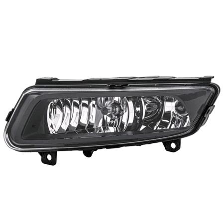 Left Front Fog Lamp (Black Bezel, With Daytime Running Light, Takes H8 / P21W Bulb, Supplied With Bulbs, With Cornering Function, For GTI / GT / R Line Models, Original Equipment) for Volkswagen POLO 2009 to 2014