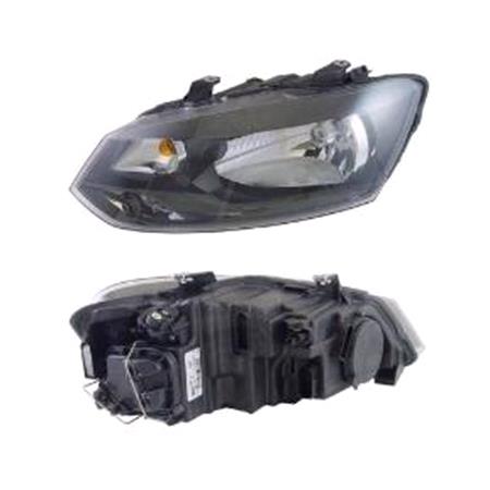 Left Headlamp (Single Reflector, Halogen, Takes H4 Bulb, Supplied With Motor And Bulb, Original Equipment) for Volkswagen Polo 2009 2014