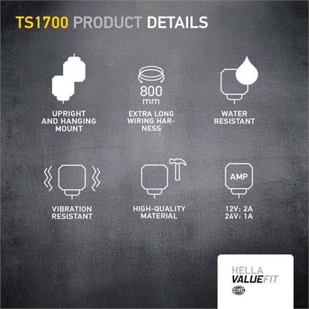 WORK LIGHT NA 0GR MD12 24 LT TS1700   1GA 