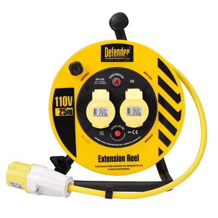 Draper 35821 Defender 110V Heavy Duty Industrial Cable Reel, 25m