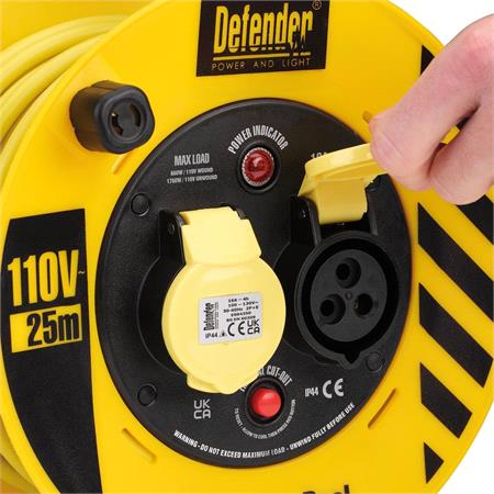 Draper 35821 Defender 110V Heavy Duty Industrial Cable Reel, 25m