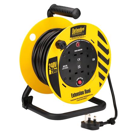 Draper 35831 Defender 230V 4 Way Light Industrial Cable Extension Reel, 20m