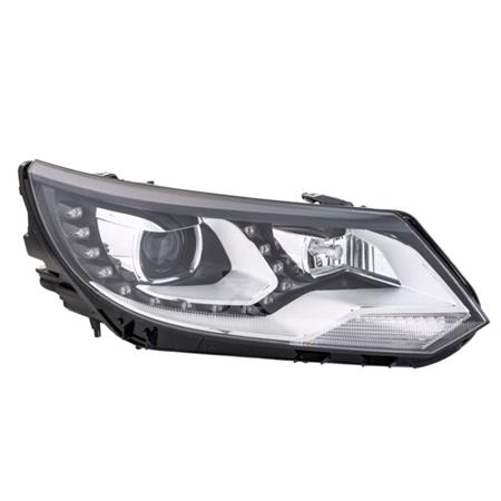 Right Headlamp (Bi Xenon, Takes D3S / H7 Bulbs, With LED Daytime Running Lamp, With Curve Light, Original Equipment) for Volkswagen TIGUAN 2011 2016