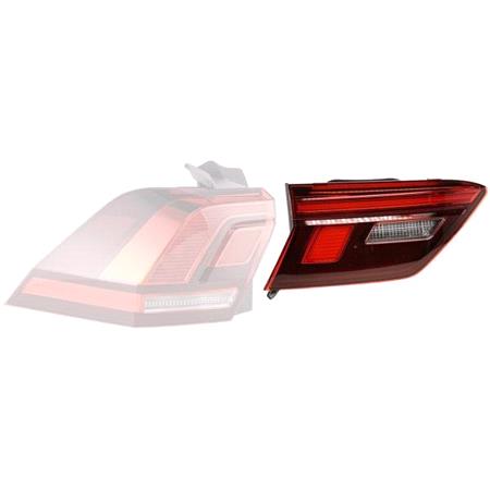 Left Rear Lamp (Inner, On Boot Lid, LED, Bright Red, Original Equipment) for Volkswagen TIGUAN 2016 on