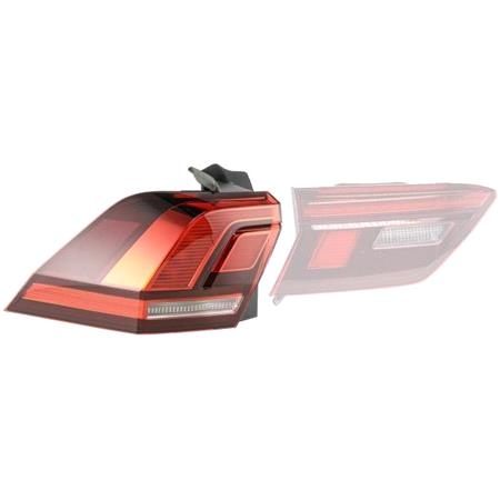 Left Rear Lamp (Outer, On Quarter Panel, LED, Bright Red, Original Equipment) for Volkswagen TIGUAN 2016 on