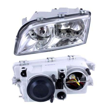 Left Headlamp (Black Bezel, Halogen, Takes H7 / H7 Bulbs) for Volvo S40 I 2001 2003