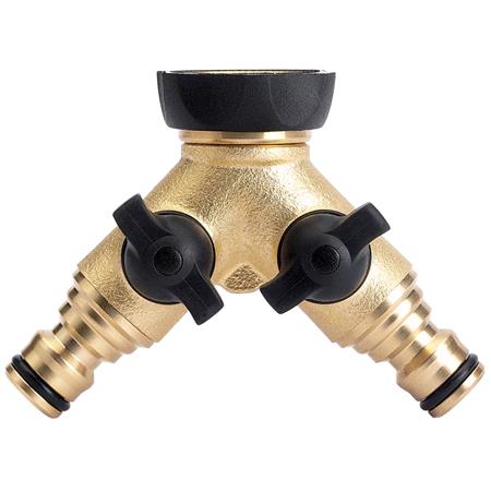 Draper Expert 36228 Brass Double Tap Connector with Flow Control (3 4 inch)