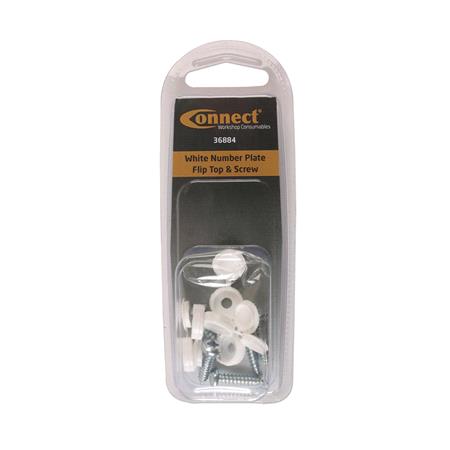 White Number Plate Flip Top & Screw   Pack of 5