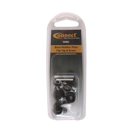 Black Number Plate Flip Top & Screw   Pack of 5 
